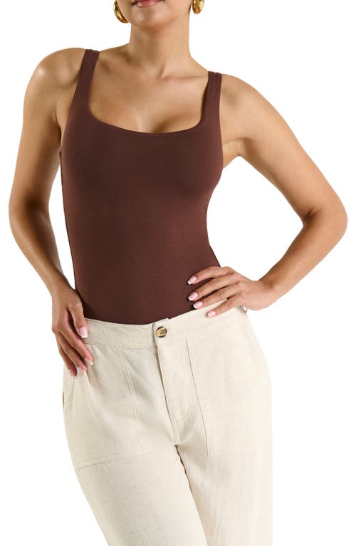The NW Smooth Tank Bodysuit in Chocolate