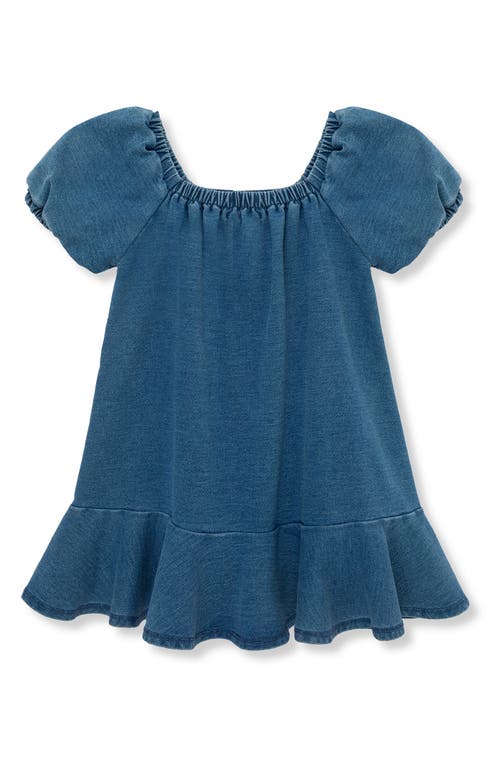 Shop Habitual Kids Kids' Bow Puff Sleeve Knit Denim Dress In Med Stone