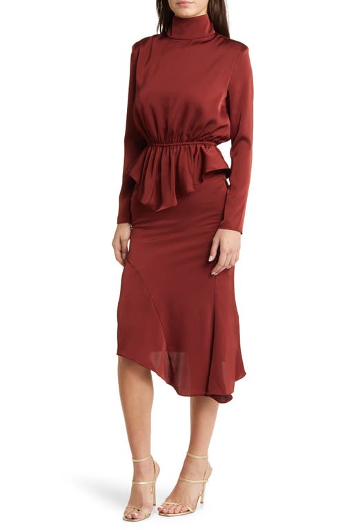 Roxy Long Sleeve Top & Asymmetric Hem Skirt in Burgundy