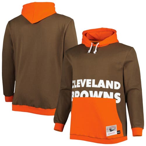 Men's Mitchell & Ness Brown/Orange Cleveland Browns Big & Tall Big Face Pullover Hoodie