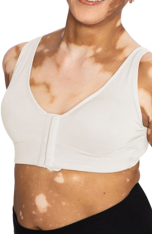 Rora Post-Surgery Front Close Pocketed Bralette in Ivory