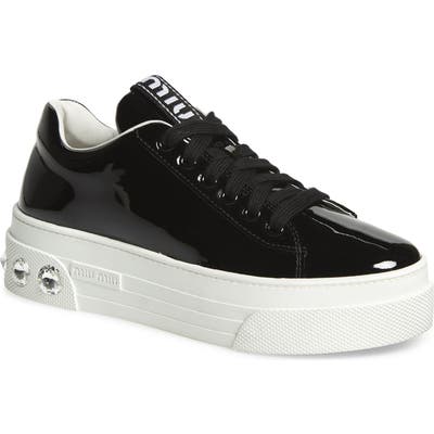 Miu Miu Crystal Detail Skate Sneaker, Black