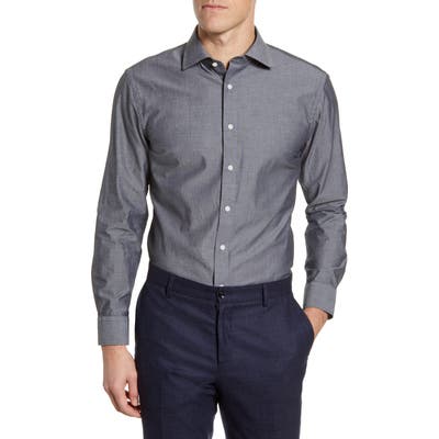 The Tie Bar Trim Fit Solid Chambray Dress Shirt, Grey