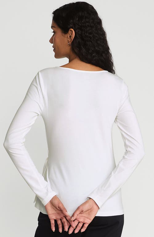 Shop Lands' End Long Sleeve Lightweight Tie Front Top In White