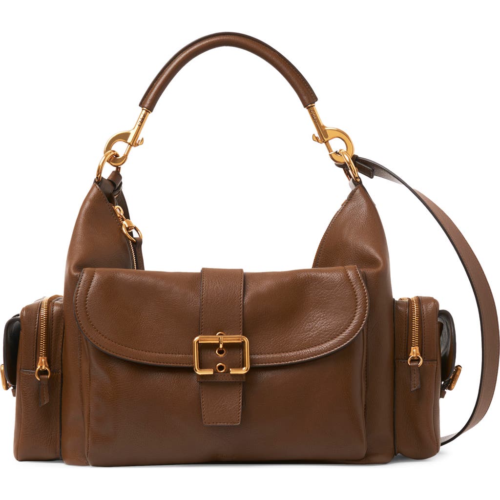Chloé Large Soft Camera Bag In Dark Khaki 20v