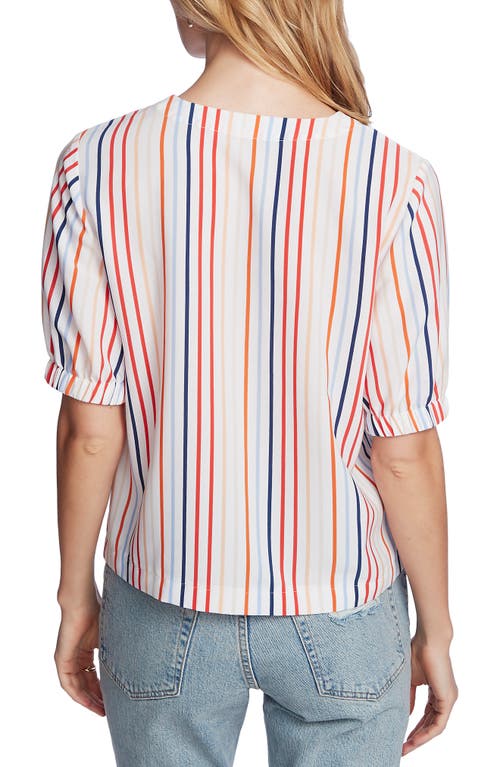 Court & Rowe Tropical Stripe Blouse In Ultra White