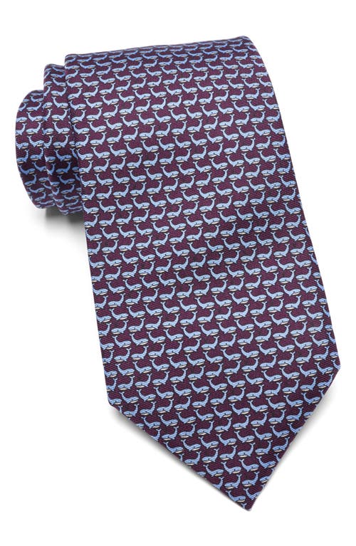 Quadri Silk Whale Tie in Purple
