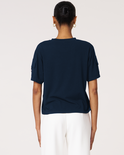 Shop Rebody Active Cargo Short Sleeve Top In Navy