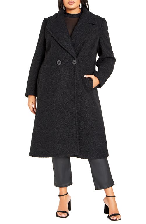 City Chic Daniella Double Breasted Bouclé Coat at