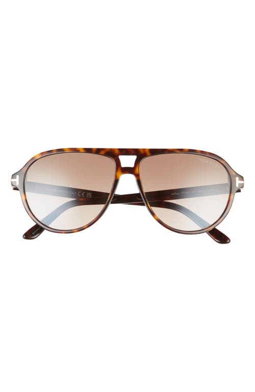 Tom Ford Jeffrey 59mm Gradient Pilot Sunglasses In Dark Havana/gradient Brown