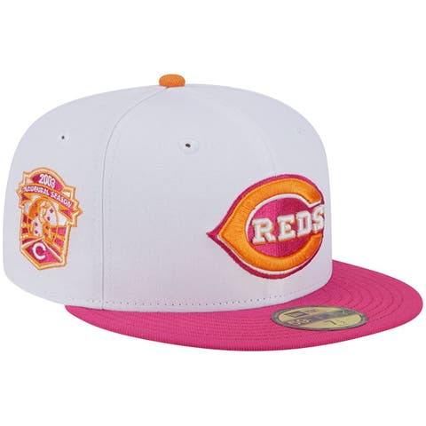 Men's New Era Cream/Pink Cincinnati Reds Chrome Rogue 59FIFTY Fitted Hat