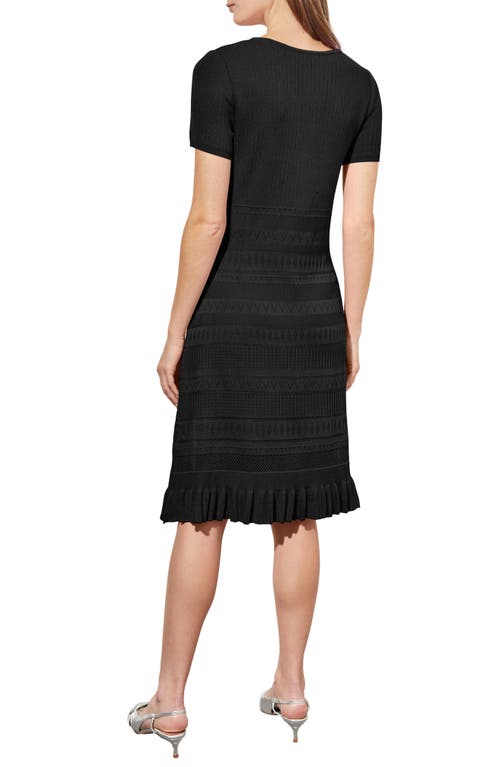 Shop Ming Wang Pointelle & Burnout Sweater Dress In Black