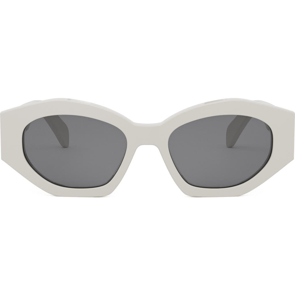 Celine Triomphe 55mm Oval Sunglasses In White