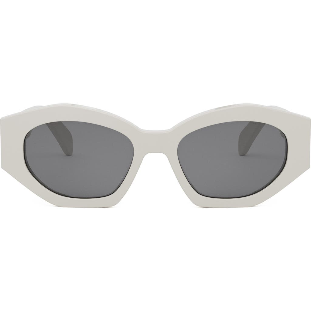 Celine Triomphe 55mm Oval Sunglasses In Ivory/smoke