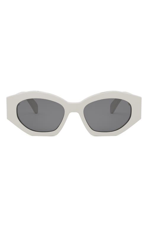 CELINE Triomphe 55mm Oval Sunglasses in Ivory /Smoke at Nordstrom