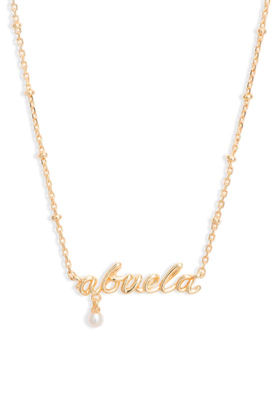 Shop Kendra Scott Abuela Freshwater Pearl Script Pendant Necklace In Gold White Pearl