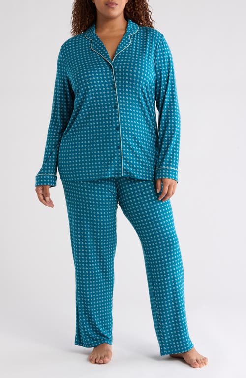 Shop Nordstrom Moonlight Eco Knit Pajamas In Teal Feather Geo Dot