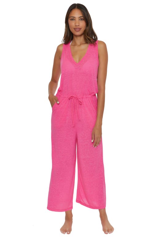 Shop Becca Beach Date Wide Leg Cover-up Jumpsuit In Pink Glo