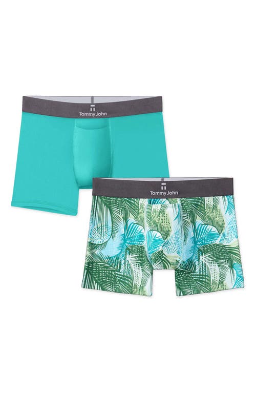 Tommy John 2-pack Second Skin 4-inch Boxer Briefs In Aqua Palm Shadow/baltic
