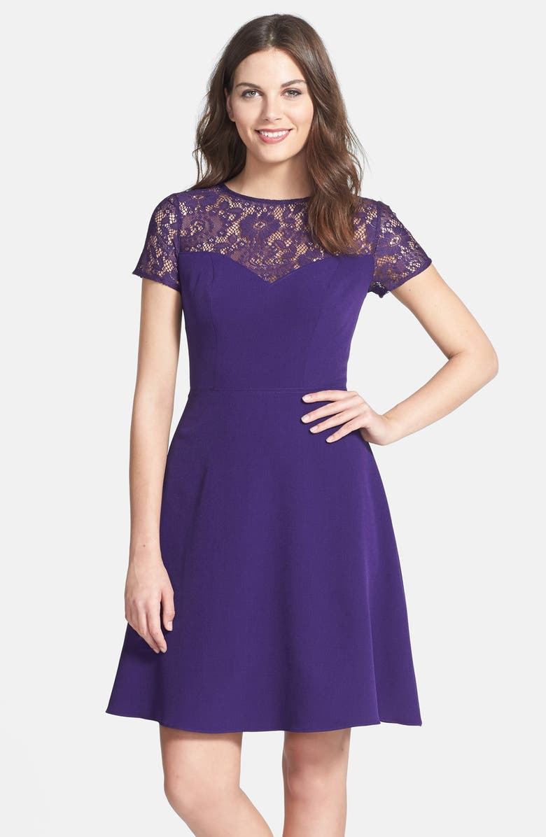 Adrianna Papell Lace & Crepe Fit & Flare Dress | Nordstrom