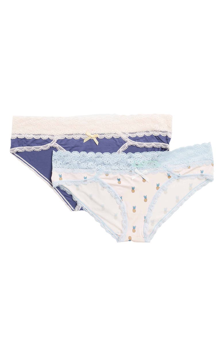 HONEYDEW Ahna Lace Trim Hipster - Pack of 2, Main, color, STARSKY/SBPINEAPPLE