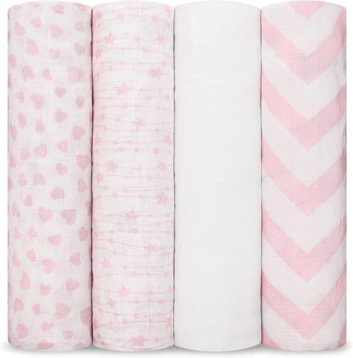 Shop Comfy Cubs Muslin Swaddle Blankets, 4 Pack In Pink