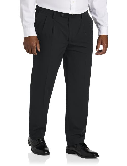 Shop Oak Hill By Dxl Easy Stretch Pleated Dress Pants In Black