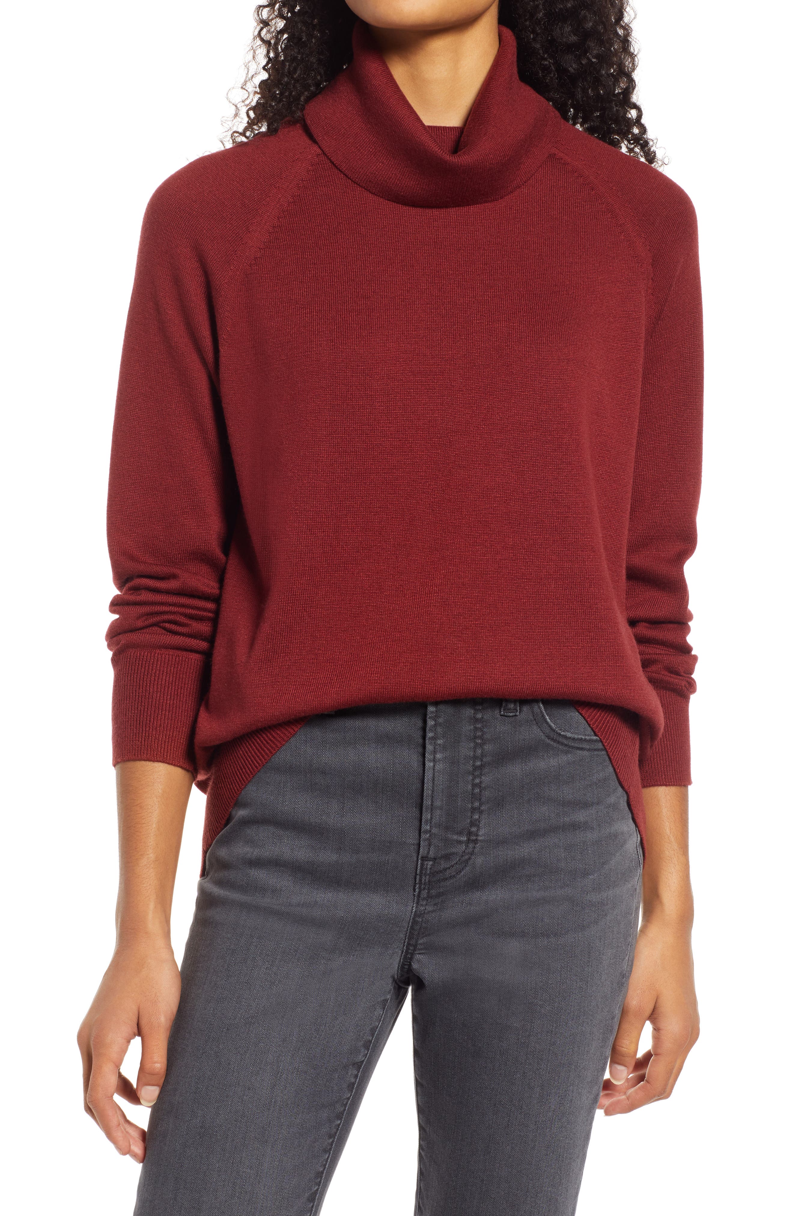 red turtleneck top women's