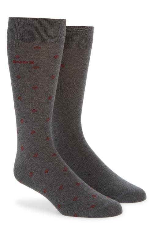 BOSS Assorted 2-Pack Dots Dress Socks in Medium Grey at Nordstrom, Size 7-13