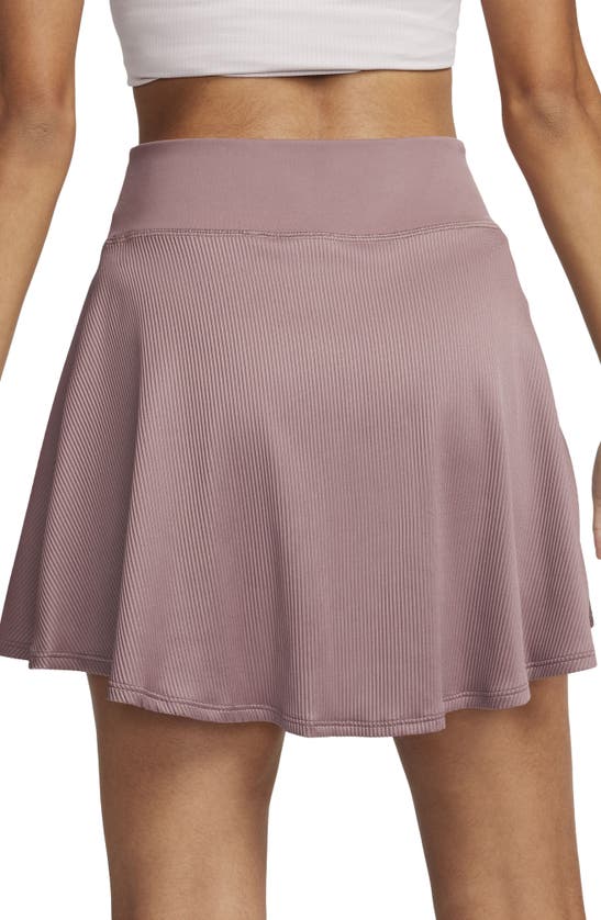 Shop Nike Dri-fit Ribbed Miniskirt In Smokey Mauve/ White