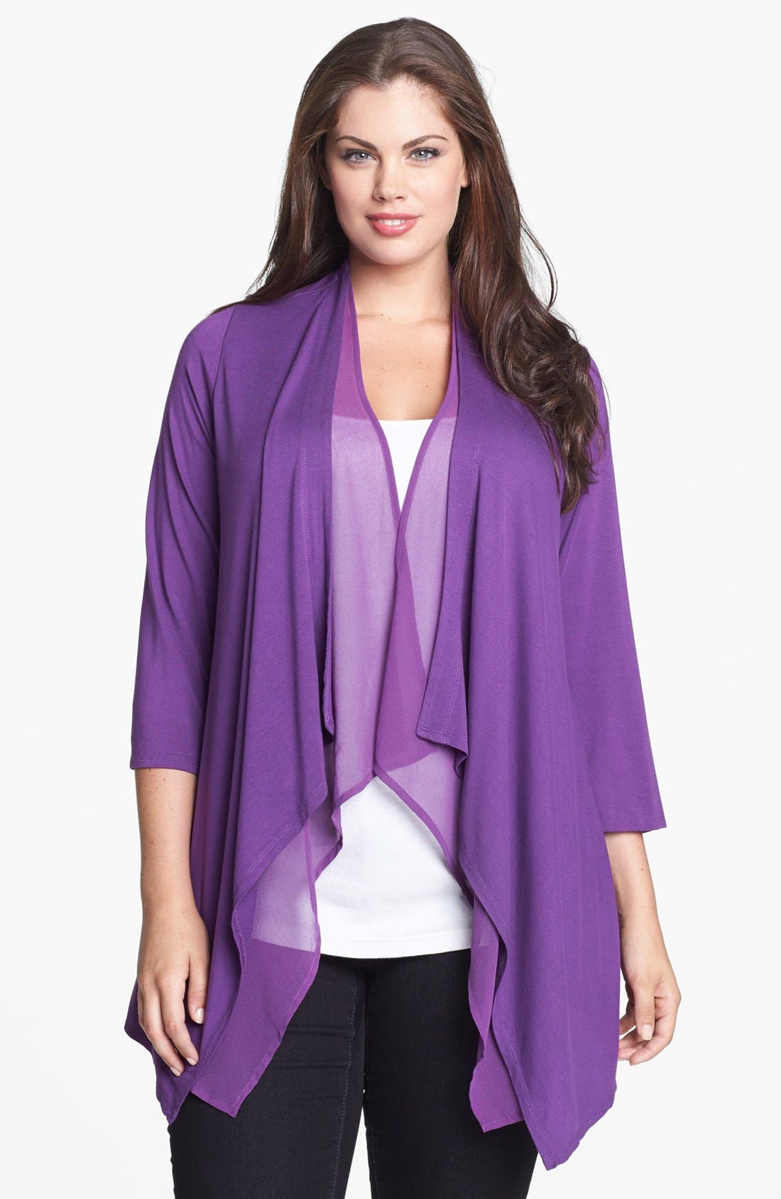 Evans Drape Cardigan (Plus Size) Nordstrom