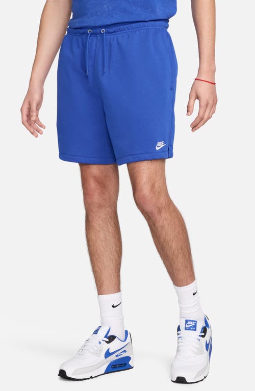 Shop Nike Club French Terry Flow Shorts In Game Royal/game Royal/white