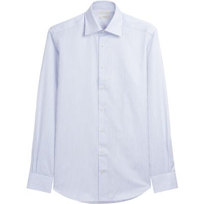 Suitsupply Traveler Slim Fit Stripe Button-Up Dress Shirt - Blue