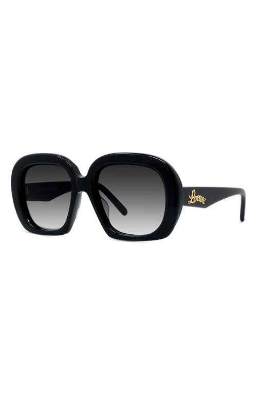 Shop Loewe Curvy 53mm Square Sunglasses In Shiny Black/gradient Smoke