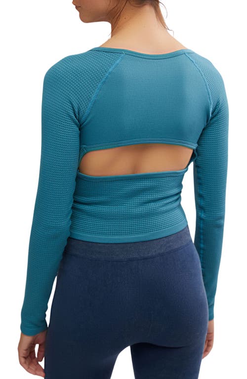 Free People Bail Out Long Sleeve Top In Midnight Jade In Blue