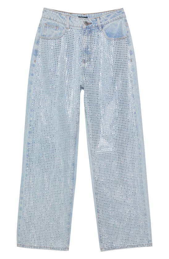 Shop Nasty Gal Embellished Relaxed Wide Leg Jeans In Light Wash