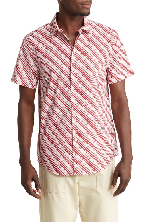 Open Edit French Wave Short Sleeve Button-Up Shirt Red at Nordstrom,