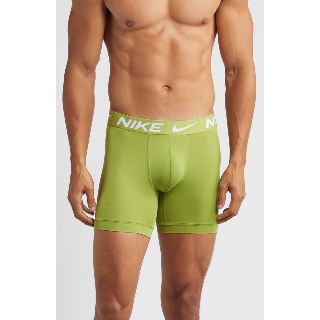 Nike 3-pack Dri-fit Essential Micro Boxer Briefs In Star Blue/pear/anthracite