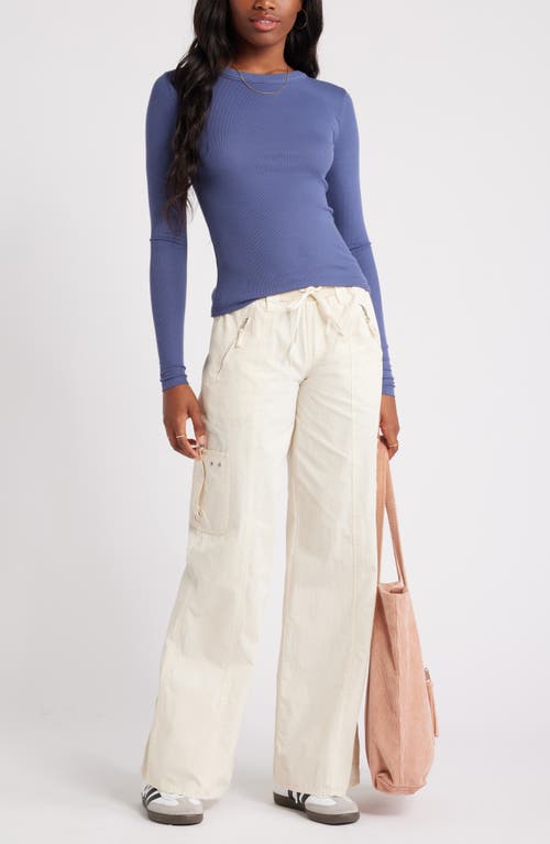 Bp. Ribbed Long Sleeve T-shirt In Blue Indigo