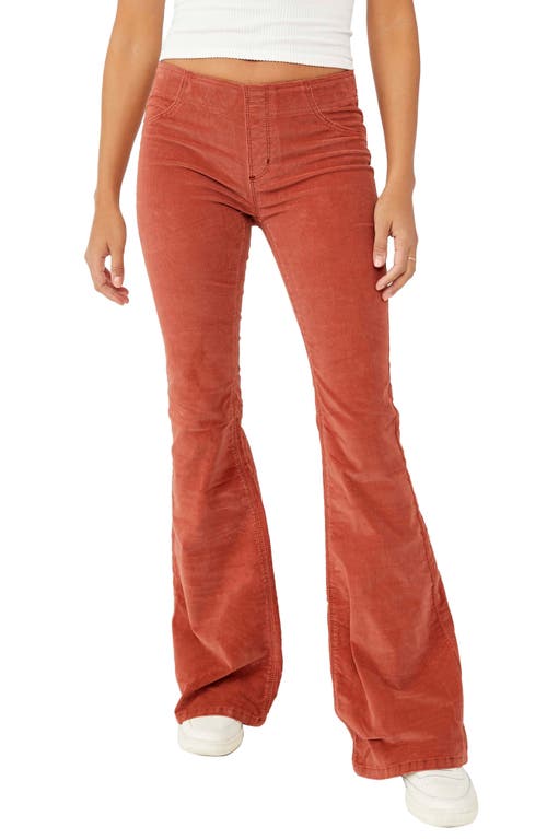 Free People We the Free Pull-On Flare Corduroy Pants in Earth And Soil