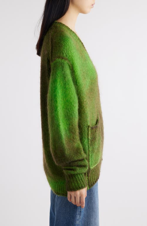 Shop Acne Studios Kark V-neck Oversize Cardigan In Bright Green