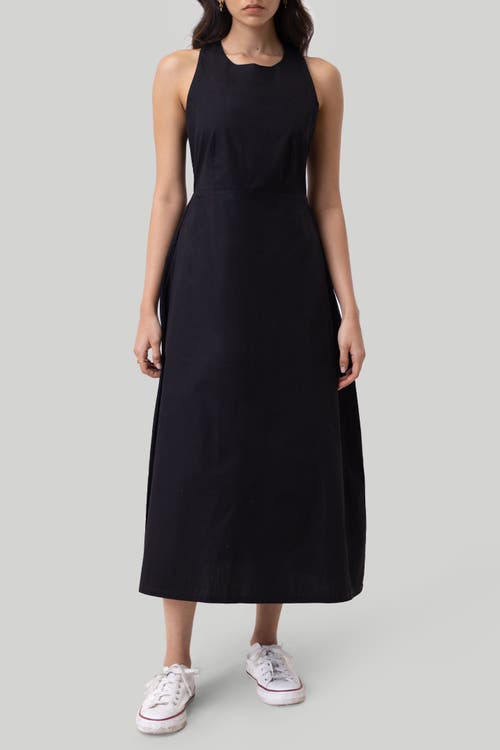 Reistor Cross-back Midi Dress In Black In Black