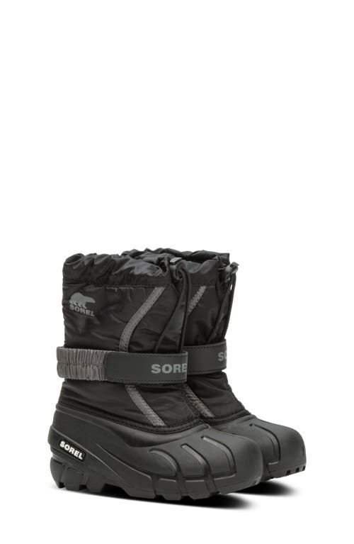 Shop Sorel Kids' Flurry Waterproof Snow Boot In Black/city Grey