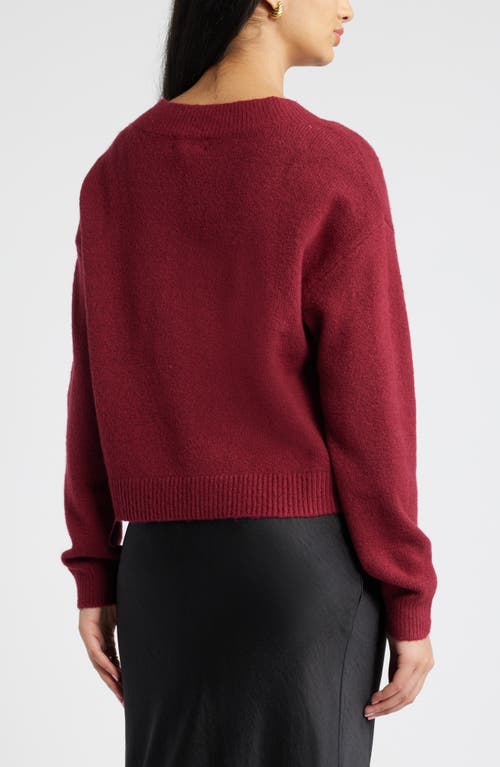 Shop Open Edit V-neck Sweater In Red Grape