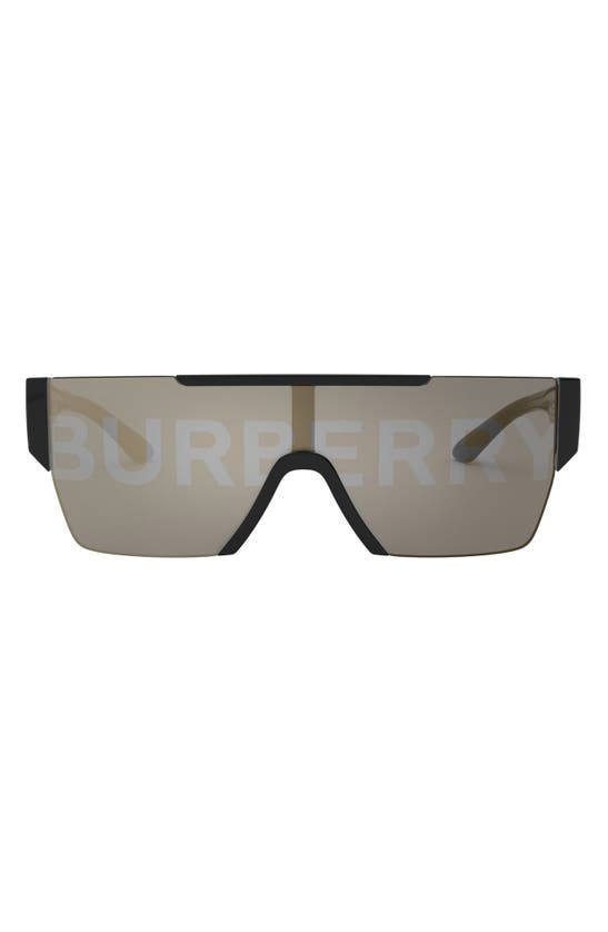 Click to view more detailed imagery on our partner's website Burberry 38mm Shield Sunglasses In Black/ Silver