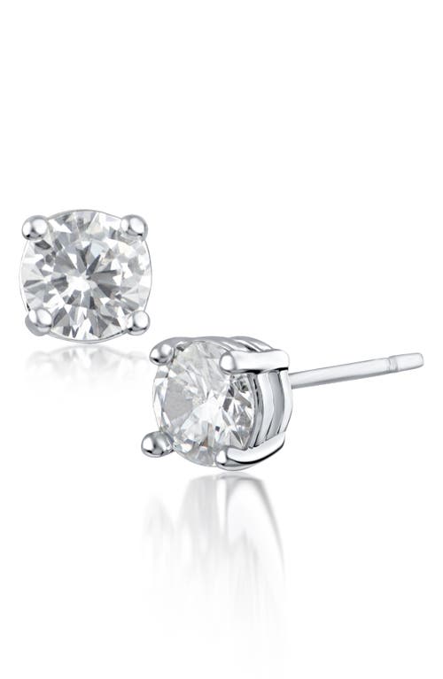 Shop Cz By Kenneth Jay Lane Cz Solitaire Stud Earrings In Clear/silver