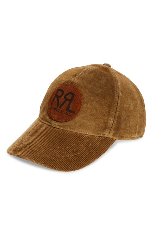 Roughout Leather Baseball Cap in Tan