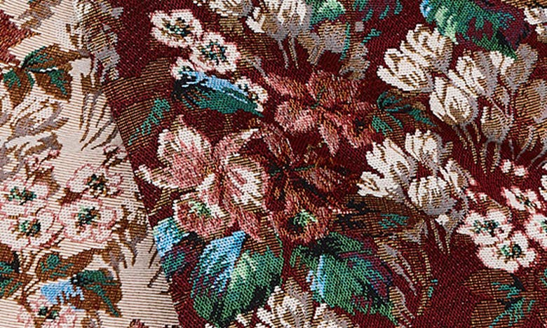 Mistress Rocks Floral Jacquard Corset In Burgundy Multi