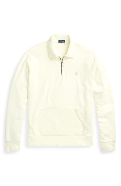 Shop Polo Ralph Lauren French Terry Quarter Zip Sweatshirt In Clubhouse Cream