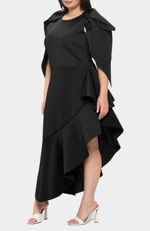 Shop L I V D Kaskade Asymmetric Ruffle Dress In Black